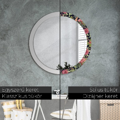 Round decorative wall mirror Hibiscus flowers