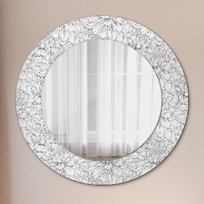 Round decorative wall mirror Lotus flowers