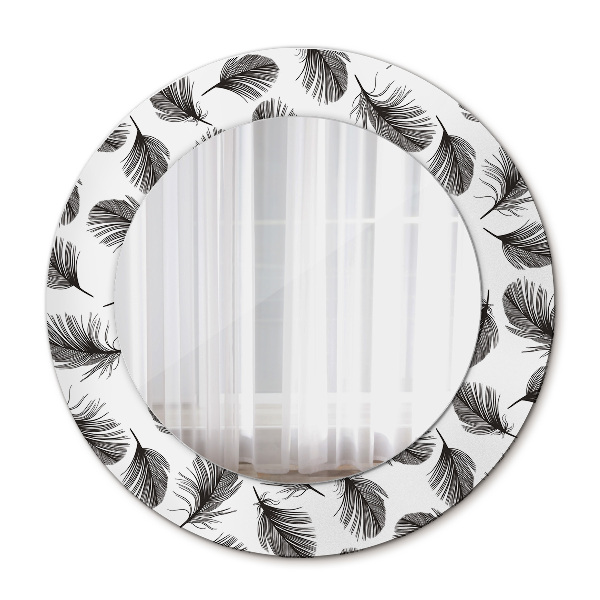 Round decorative wall mirror Feathers