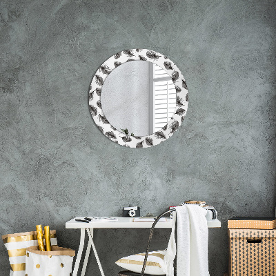 Round decorative wall mirror Feathers