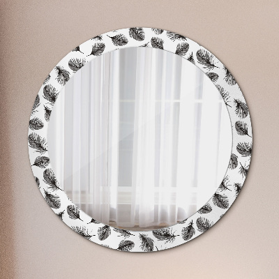 Round decorative wall mirror Feathers