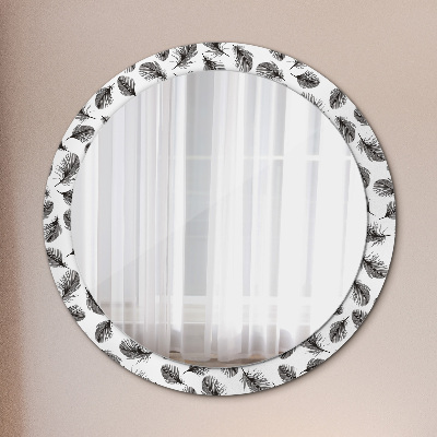 Round decorative wall mirror Feathers