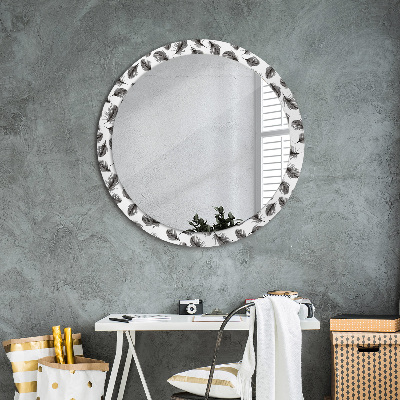 Round decorative wall mirror Feathers