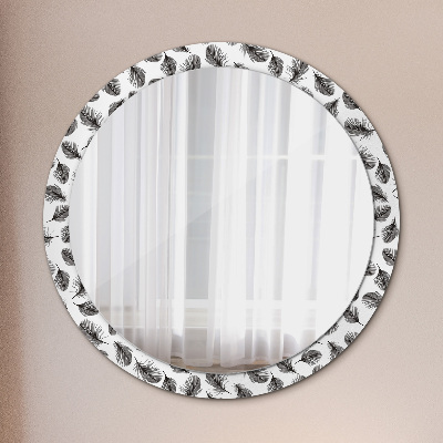 Round decorative wall mirror Feathers