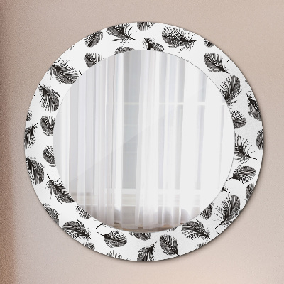 Round decorative wall mirror Feathers