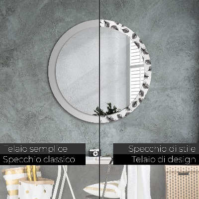 Round decorative wall mirror Feathers