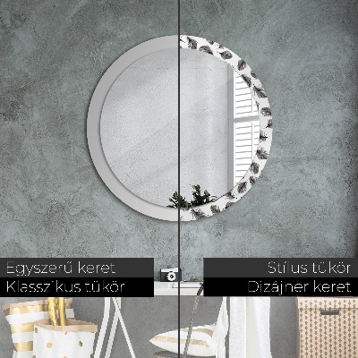 Round decorative wall mirror Feathers