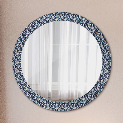 Round mirror printed frame Boho patterin