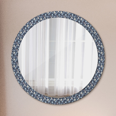 Round mirror printed frame Boho patterin