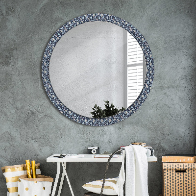 Round mirror printed frame Boho patterin