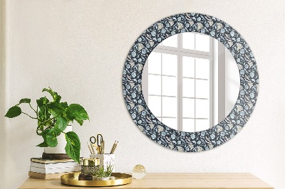 Round mirror printed frame Boho patterin