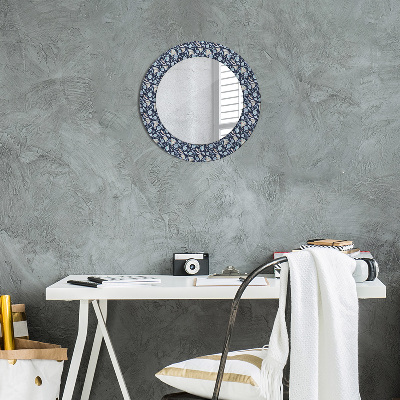 Round mirror printed frame Boho patterin