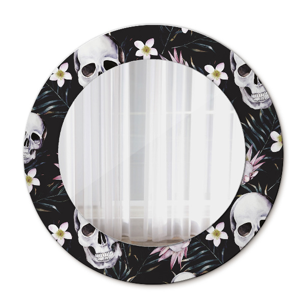 Round mirror decor Skulls flowers