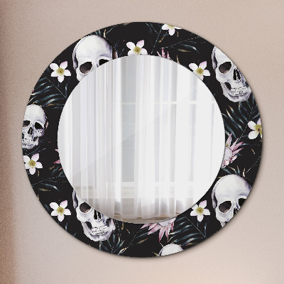 Round mirror decor Skulls flowers