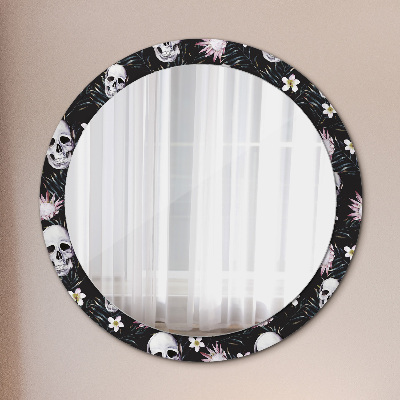 Round mirror decor Skulls flowers