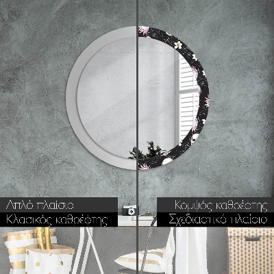 Round mirror decor Skulls flowers