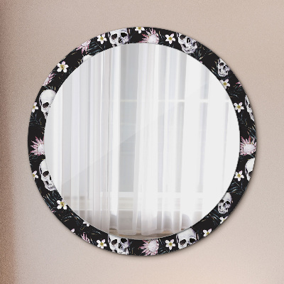 Round mirror decor Skulls flowers