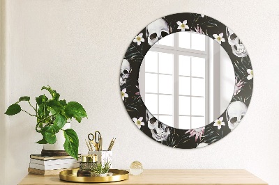 Round mirror decor Skulls flowers