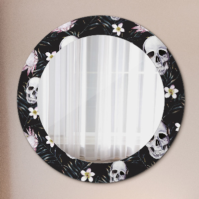 Round mirror decor Skulls flowers