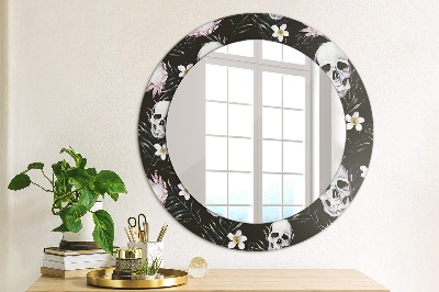 Round mirror decor Skulls flowers