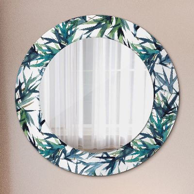 Round mirror decor Blue palms