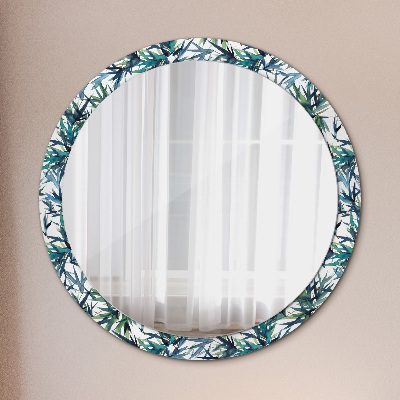 Round mirror decor Blue palms