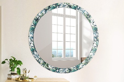 Round mirror decor Blue palms