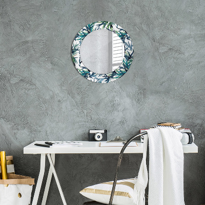 Round mirror decor Blue palms