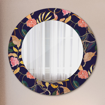 Round decorative wall mirror Watecolor plants