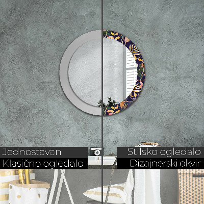 Round decorative wall mirror Watecolor plants