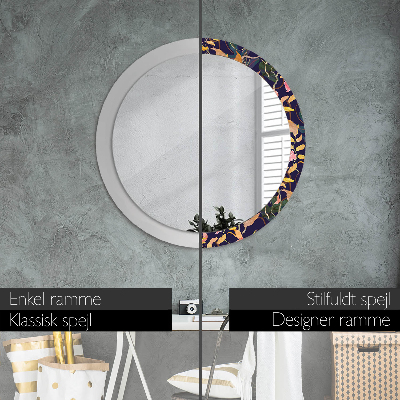 Round decorative wall mirror Watecolor plants