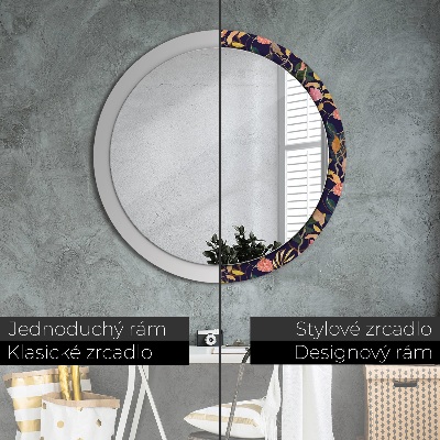 Round decorative wall mirror Watecolor plants