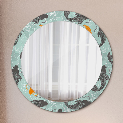 Round decorative wall mirror Chinese carp