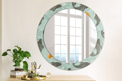 Round decorative wall mirror Chinese carp