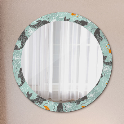 Round decorative wall mirror Chinese carp