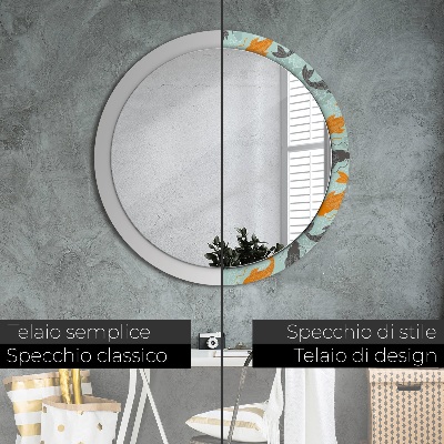 Round decorative wall mirror Chinese carp