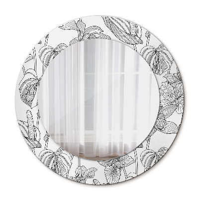 Round decorative wall mirror Floral pattern