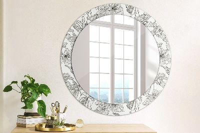 Round decorative wall mirror Floral pattern