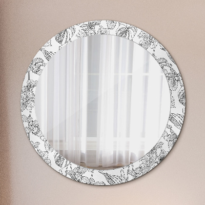 Round decorative wall mirror Floral pattern