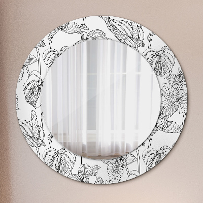 Round decorative wall mirror Floral pattern