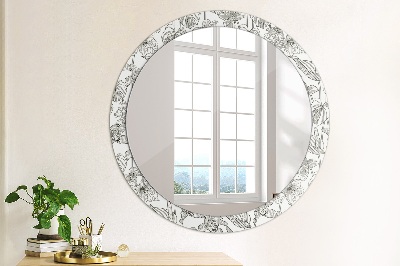 Round decorative wall mirror Floral pattern