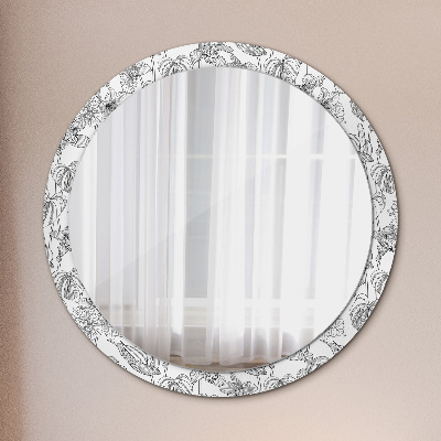 Round decorative wall mirror Floral pattern