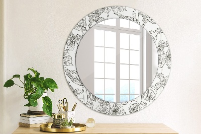 Round decorative wall mirror Floral pattern