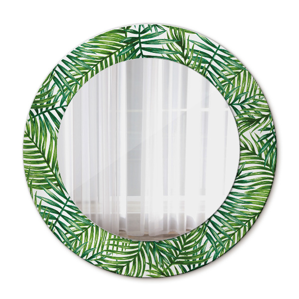 Round decorative wall mirror Tropical palm