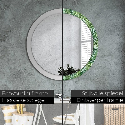 Round decorative wall mirror Tropical palm