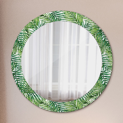 Round decorative wall mirror Tropical palm