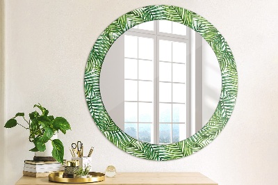 Round decorative wall mirror Tropical palm