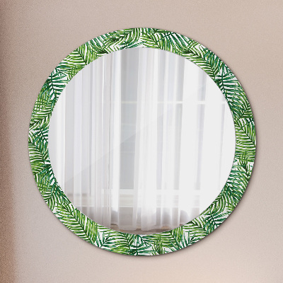 Round decorative wall mirror Tropical palm