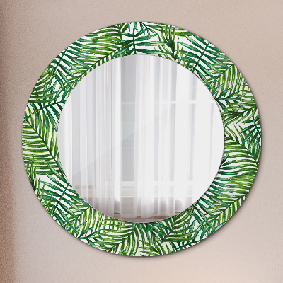 Round decorative wall mirror Tropical palm