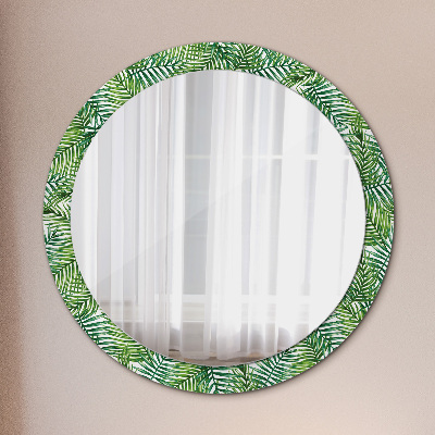 Round decorative wall mirror Tropical palm